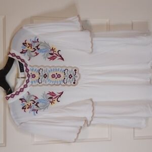 Laundry By Shelli Segal Embroidered Flutter Sleeve Blouse